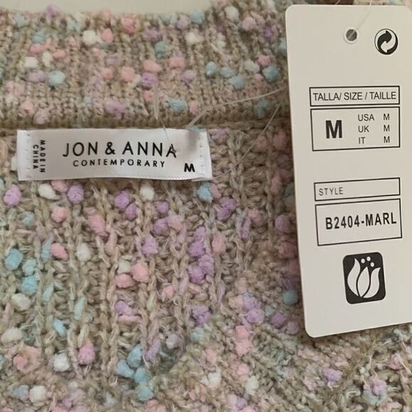 NWT Jon & Anna Casual V-Neck Multicolor Cropped Knit Sweater Women’s Size M - Picture 7 of 8